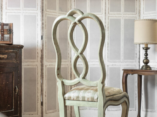 Sedia in stile veneziano Luigi XVI intagliata e decorata verde - immagine 2