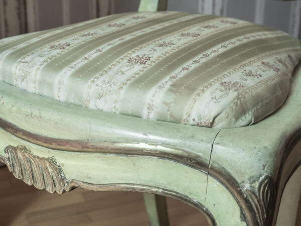 Sedia in stile veneziano Luigi XVI intagliata e decorata verde - immagine 4