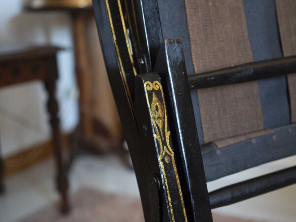 Sedia antica pieghevole XIX secolo Napoleone III decorata - immagine 3