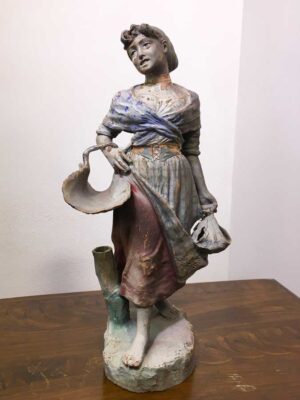 Antica statua terracotta personaggio presepe XIX sec