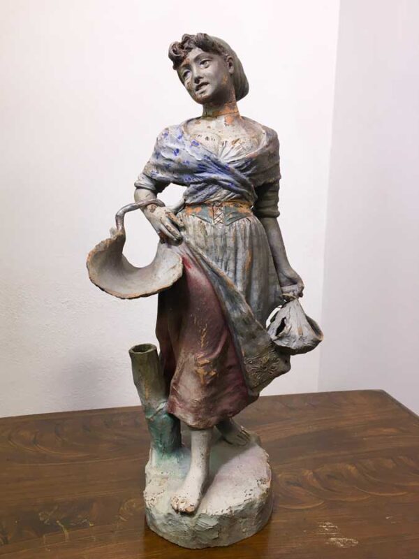 Antica statua terracotta personaggio presepe XIX sec