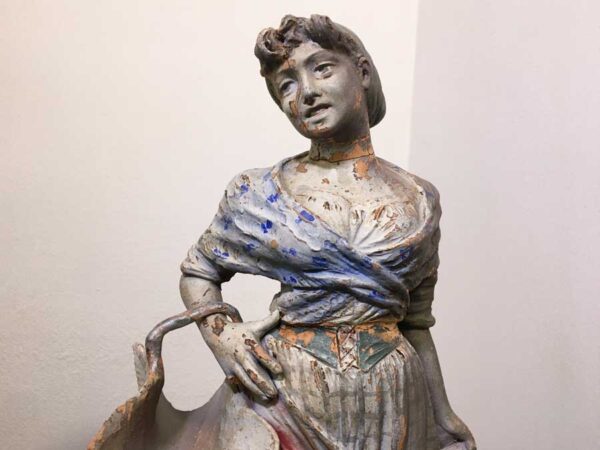 Antica statua terracotta personaggio presepe XIX sec - immagine 2