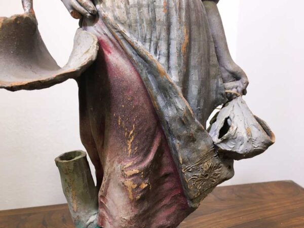 Antica statua terracotta personaggio presepe XIX sec - immagine 3