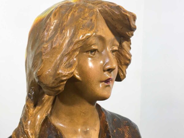 Statua busto donna gesso Art nouveau firmata C. Jacobs N.58 - immagine 2