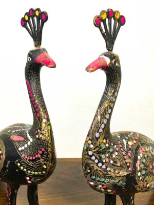 Coppia pavoni in metallo decorati periodo art decò