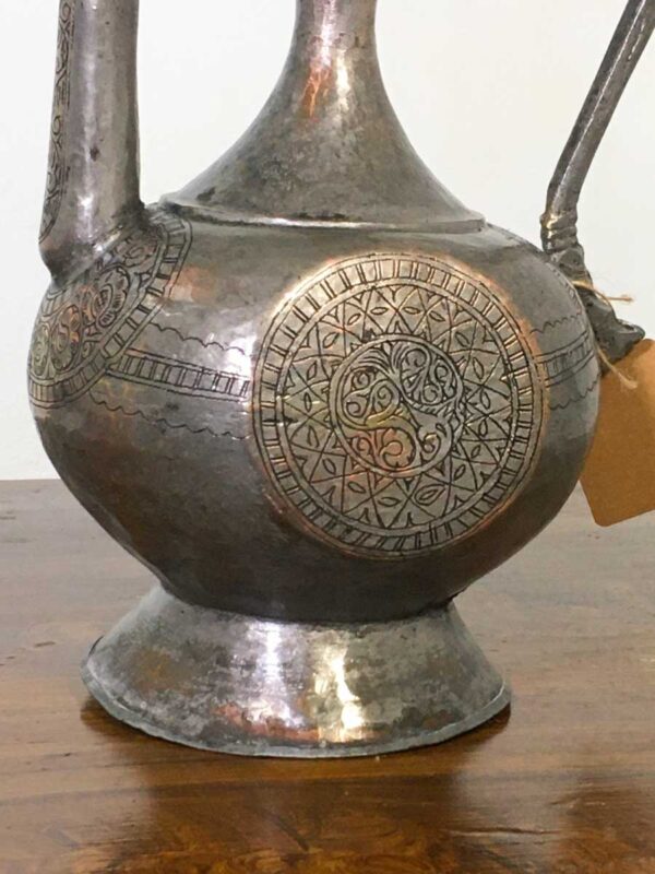 Antica brocca rame stagnato turca-persiana XIX sec - immagine 2