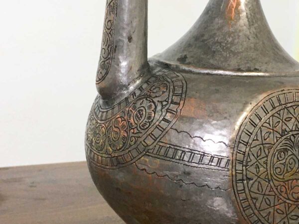 Antica brocca rame stagnato turca-persiana XIX sec - immagine 3