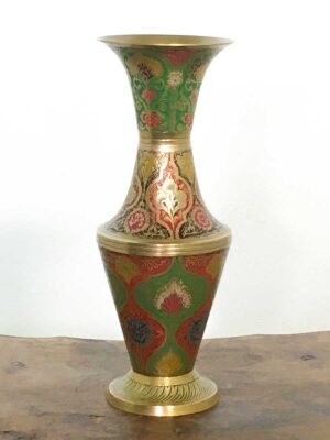 Antico vaso indiano ottone cesellato XX secolo