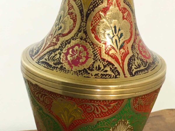 Antico vaso indiano ottone cesellato XX secolo - immagine 3
