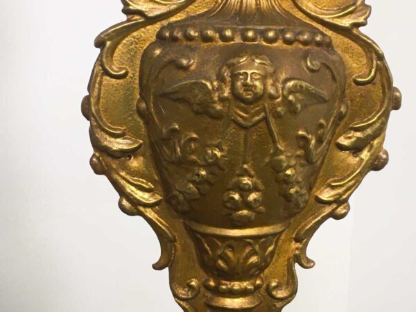 Coppia porta cero XVIII secolo legno e ottone sbalzato - immagine 3