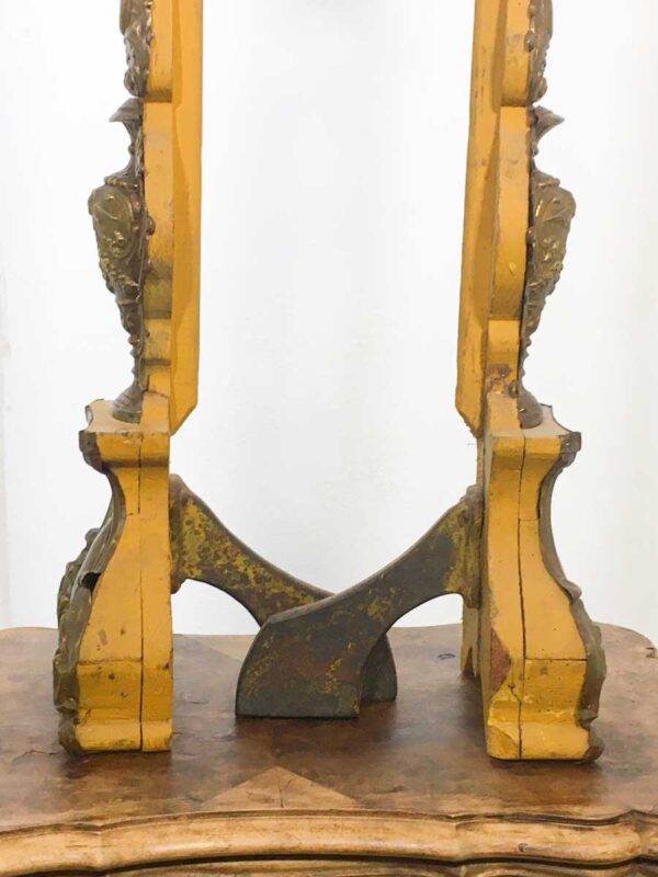 Coppia porta cero XVIII secolo legno e ottone sbalzato - immagine 2