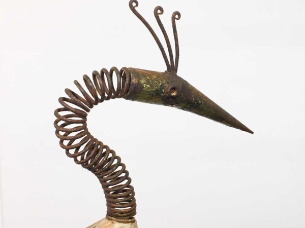 Scultura uccello in legno intagliato e ferro - immagine 2