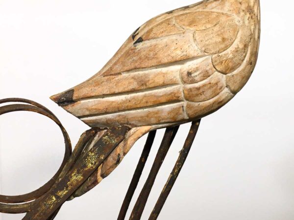 Scultura uccello in legno intagliato e ferro - immagine 4