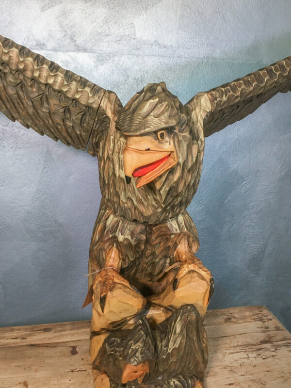 Scultura in legno aquila intagliata a mano - immagine 7