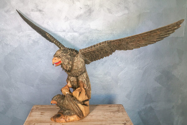 Scultura in legno aquila intagliata a mano - immagine 12