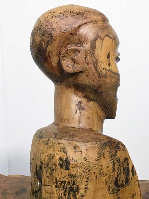 Scultura africana “busto uomo” in legno policromo naturale - immagine 3