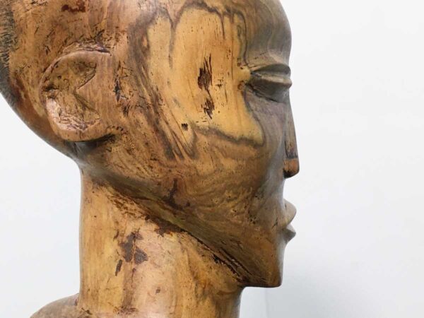 Scultura africana “busto uomo” in legno policromo naturale - immagine 4