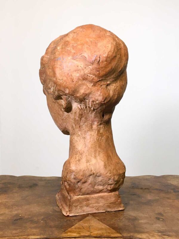 Antica scultura testa di donna in terracotta “Voto” XIX-XX sec - immagine 3