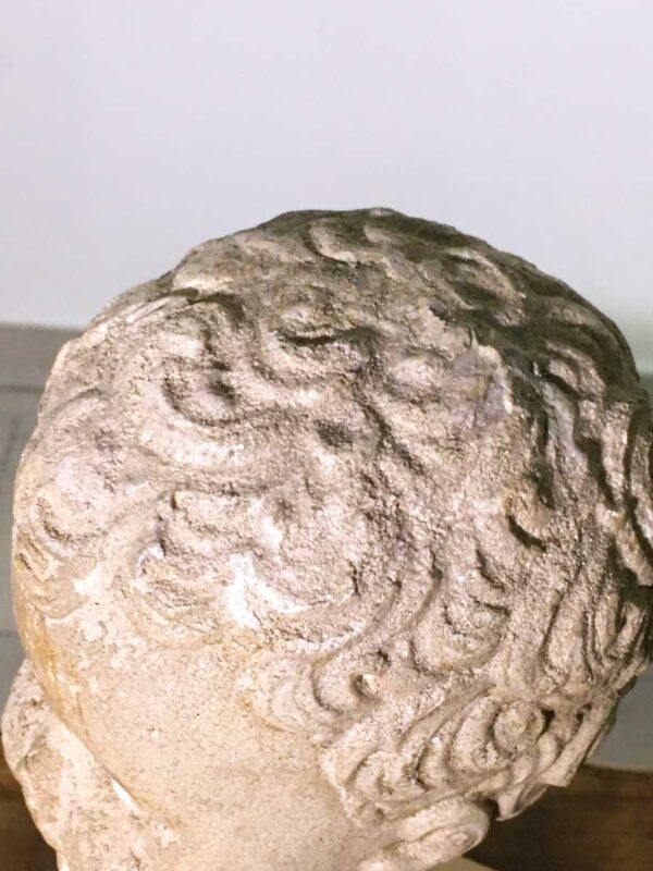 Scultura testa di putto in gesso su piedistallo - immagine 5