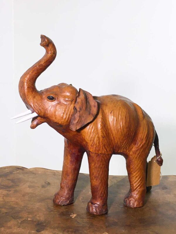 Scultura in legno e pelle elefante anni mid century