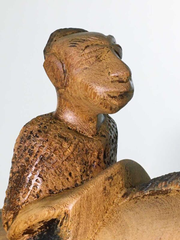 Scultura tribale africana cavallo e cavaliere legno intagliato - immagine 3