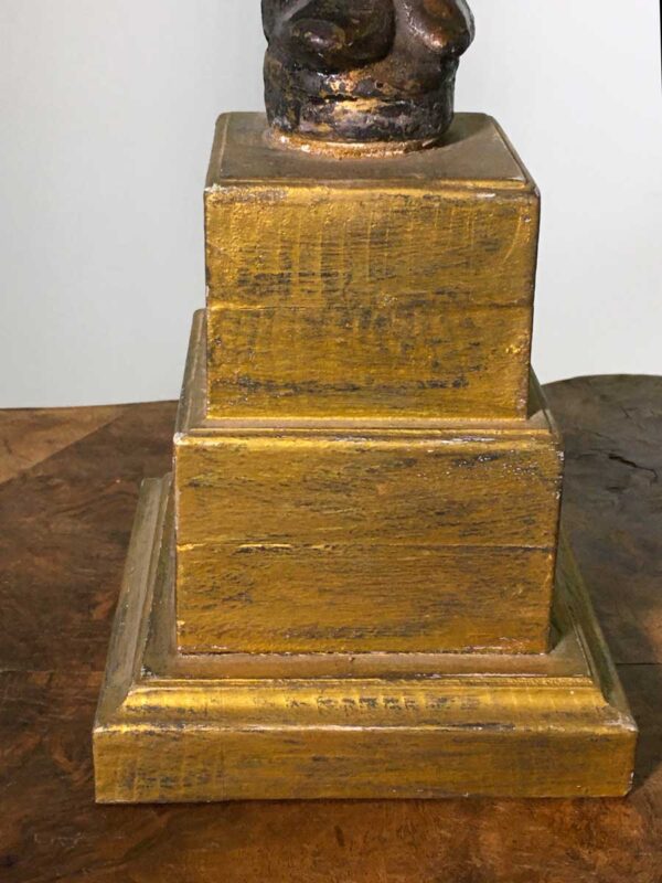 Antica coppia di statue cariatidi in ghisa trasformati in portavasi - immagine 5