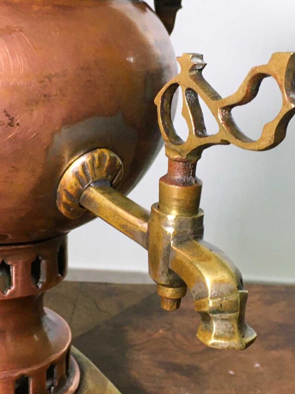 Samovar in rame e ottone mediorientale periodo liberty - immagine 3