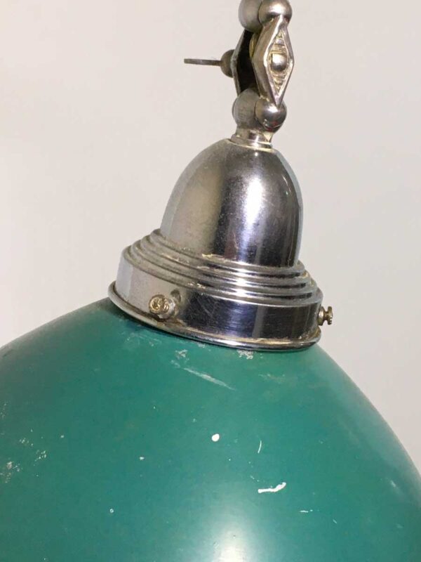Lampada ministeriale antica regolabile, verde, cromata, anni 40 - immagine 4
