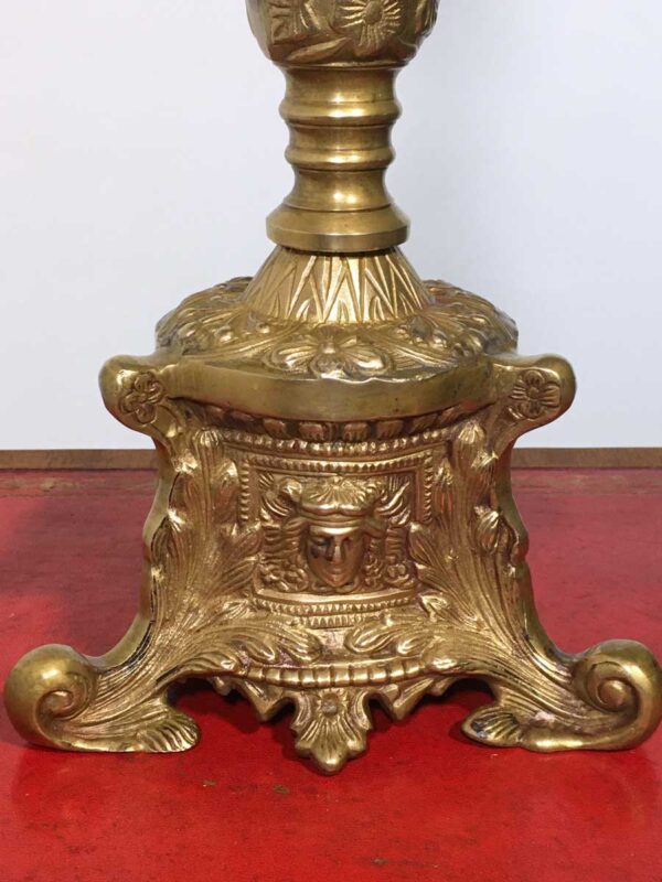 Antico torciere porta cero in rame dorato - immagine 2