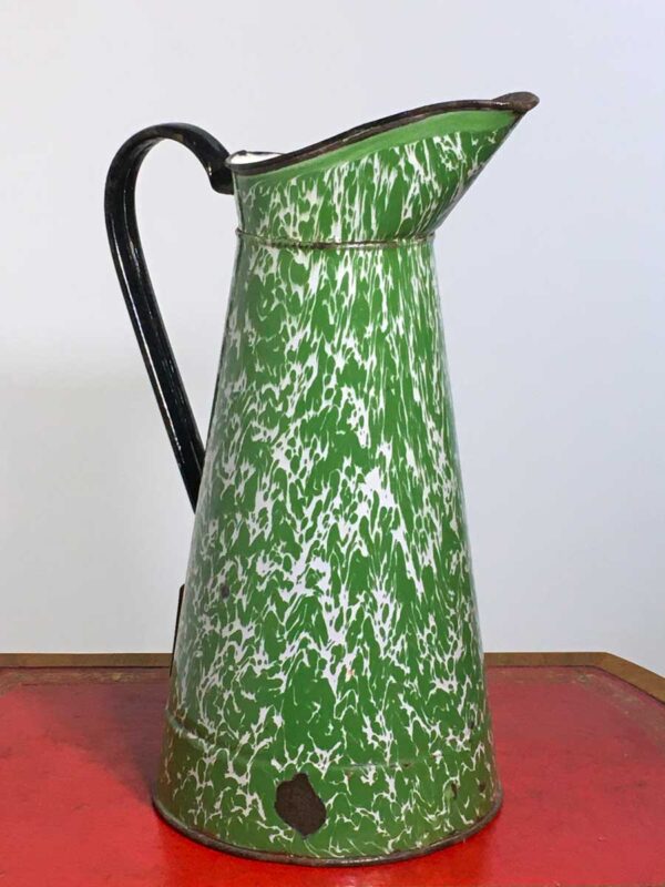 Brocca smaltata francese decorata verde anni '30-'40 - immagine 2