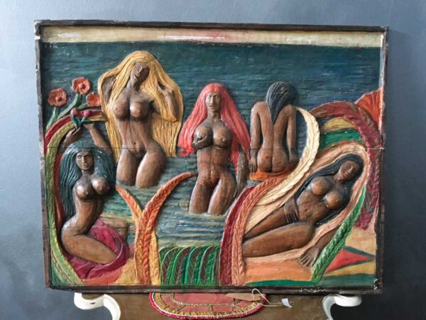 Quadro scolpito su legno di "Chiaraluce da Todi" anni ’60