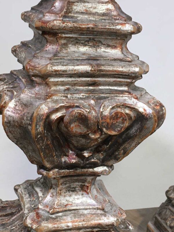 Coppia basi porta cero antichi XVIII secolo foglia d'argento - immagine 2
