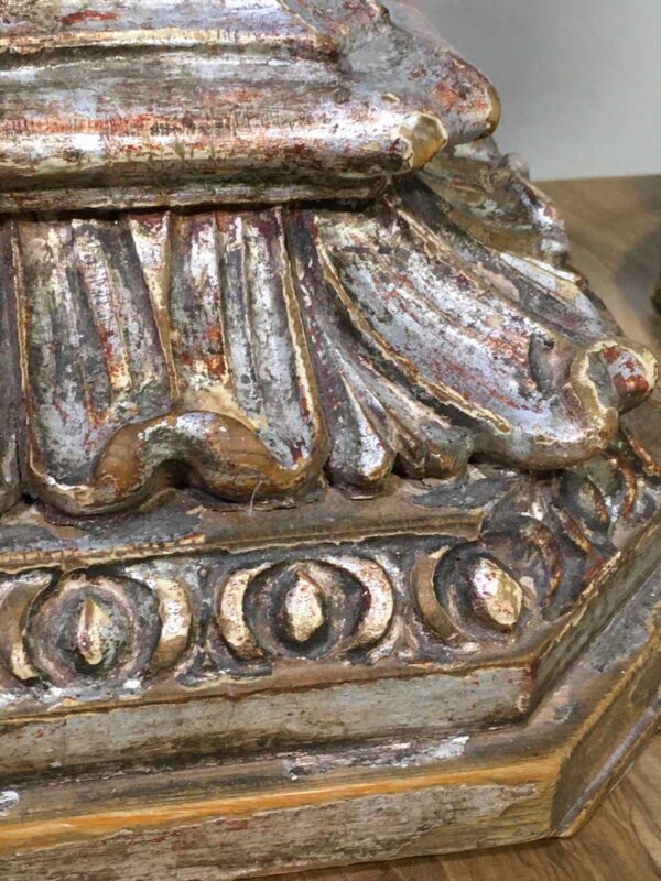 Coppia basi porta cero antichi XVIII secolo foglia d'argento - immagine 4