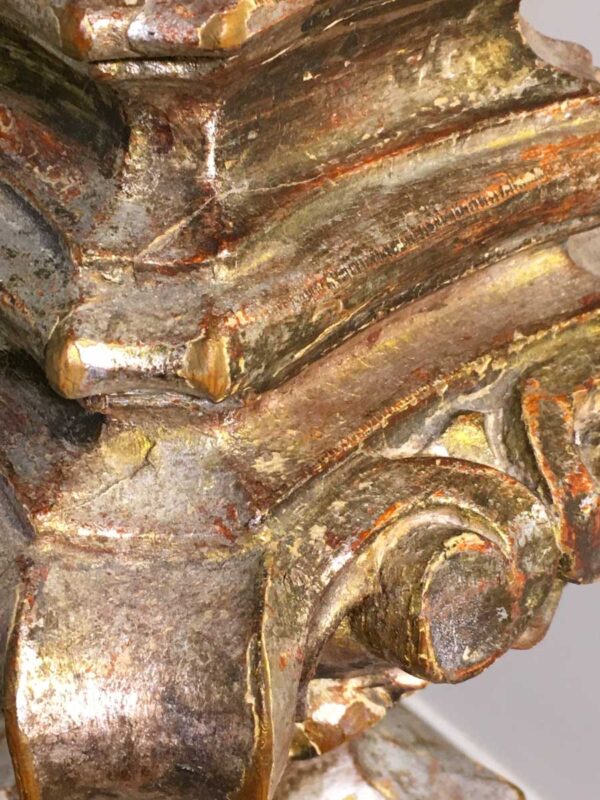 Coppia basi porta cero antichi XVIII secolo foglia d'argento - immagine 5