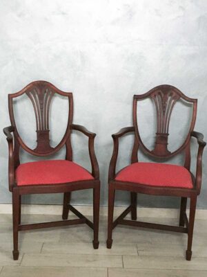 Coppia poltrone Inglesi Hepplewhite “Shield back” XIX-XX sec