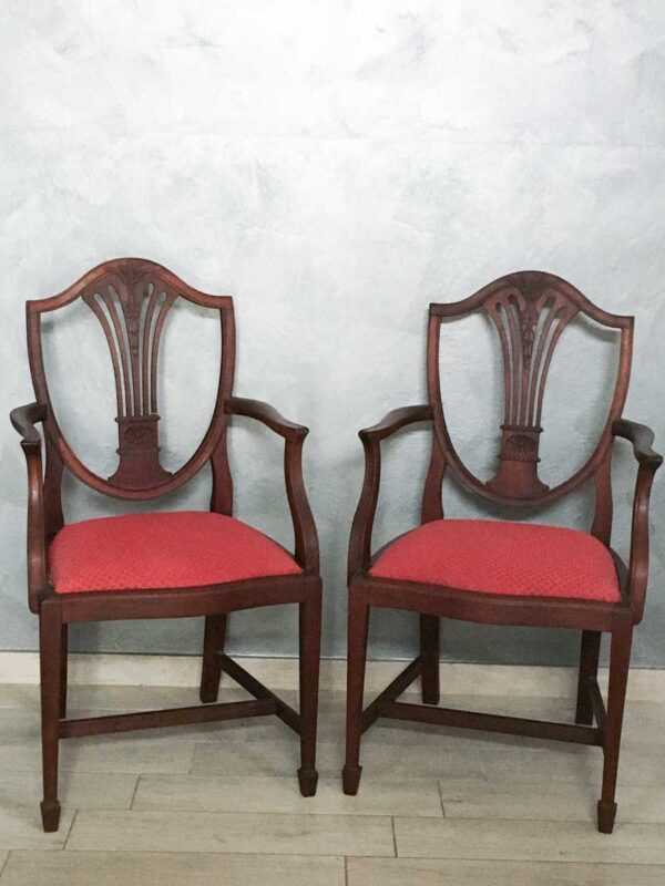 Coppia poltrone Inglesi Hepplewhite “Shield back” XIX-XX sec