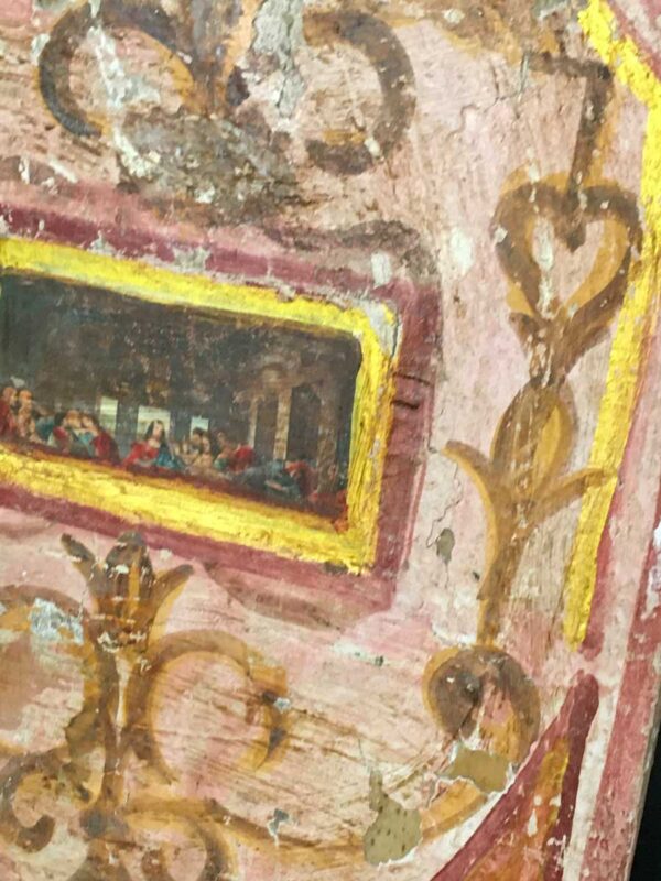 Quadro su legno e gesso decorato religioso Faenza 1850 - immagine 2