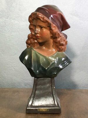 Statua busto donna in gesso Art nouveau "Lisette" France N.382