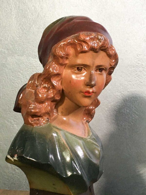 Statua busto donna in gesso Art nouveau "Lisette" France N.382 - immagine 2