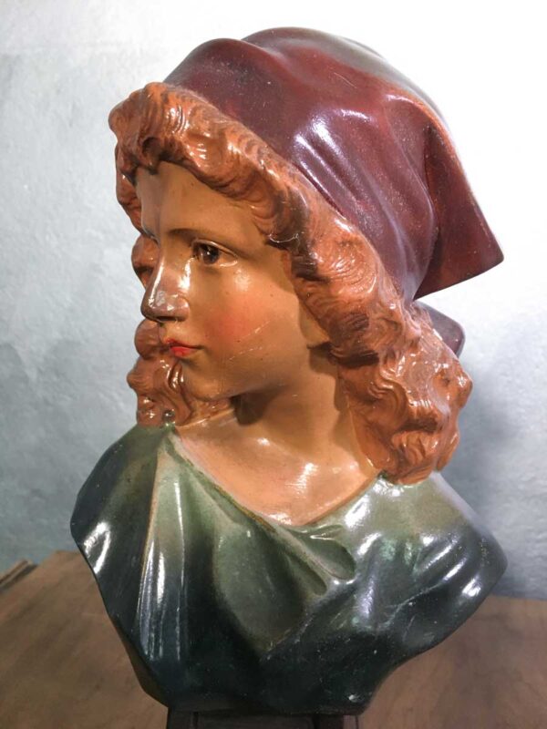 Statua busto donna in gesso Art nouveau "Lisette" France N.382 - immagine 3