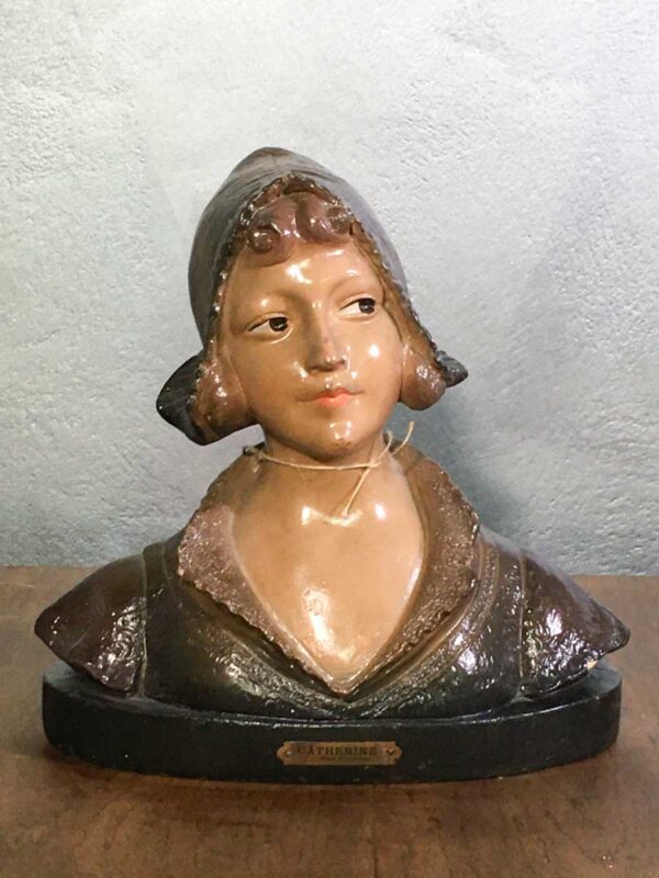 Statua busto ragazza olandese in gesso Art nouveau n. 358-L