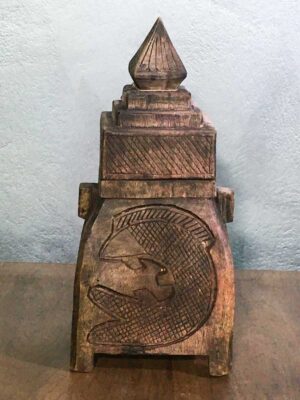 Antica scatola contenitore in legno probabile Nepal-Tibet