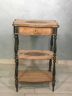 Etagere tavolino lavoro Napoleone III bois des roses intarsi e ottone