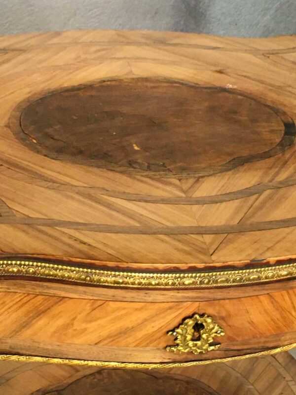 Etagere tavolino lavoro Napoleone III bois des roses intarsi e ottone - immagine 3