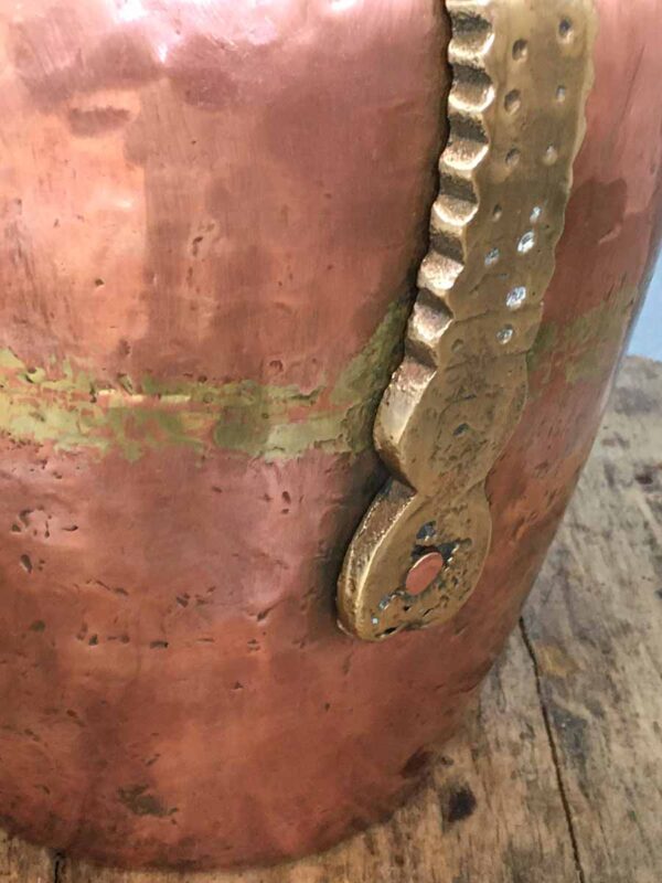Brocca antica in rame e manico in ottone periodo liberty - immagine 2