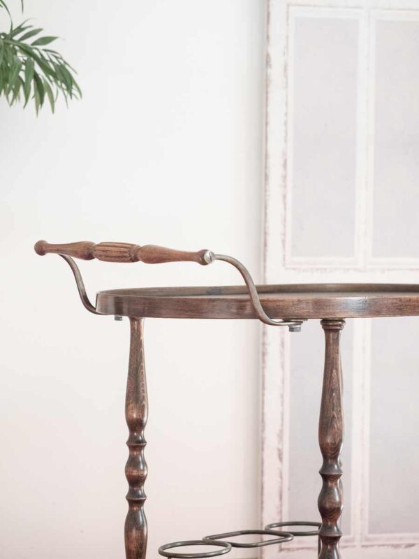 Carrello servizio portavivande legno prima metà XX secolo - immagine 4