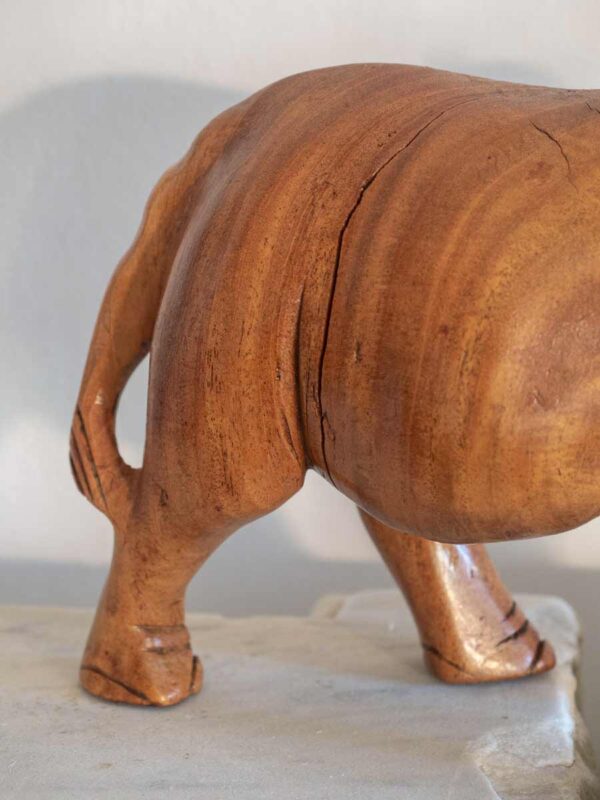 Scultura africana rinoceronte in legno mid century - immagine 2