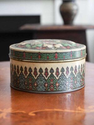 Scatola di latta olandese con decoro stile mediorientale mid century