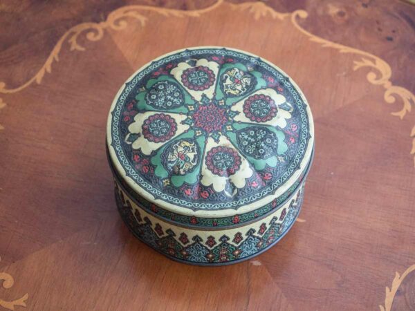 Scatola di latta olandese con decoro stile mediorientale mid century - immagine 2