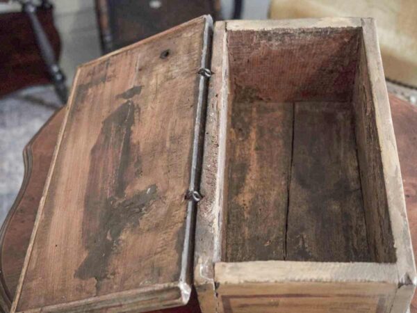 Antica scatola in legno decorata e dipinta del XVIII secolo - immagine 3